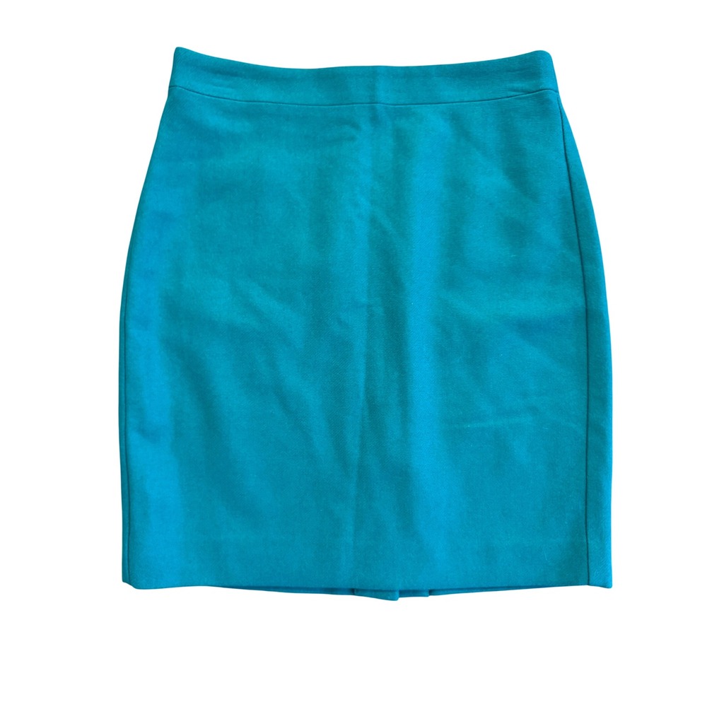 J.Crew Teal Wool Blend The Pencil Skirt B0384 Womens 2P Petite Blue Green